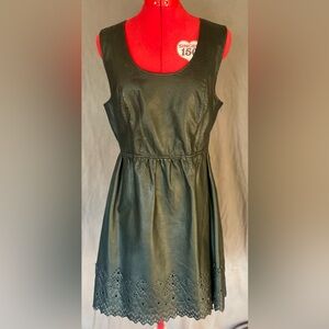 Billabong Black Mini pleather Dress with Eyelet Hem